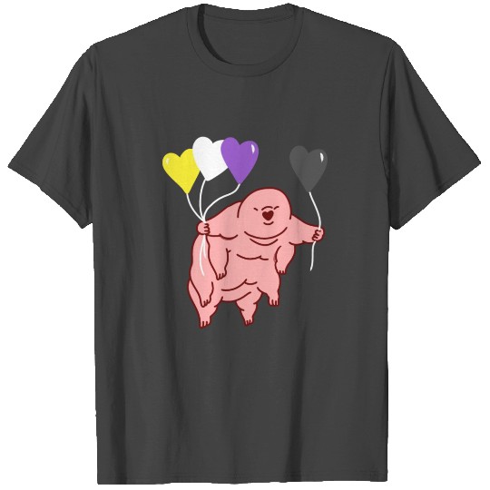 Tardigrade Heart Balloon Nonbinary Pride T Shirts