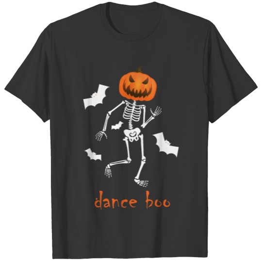 Halloween funny dancing skeleton with pumkin T-shirt