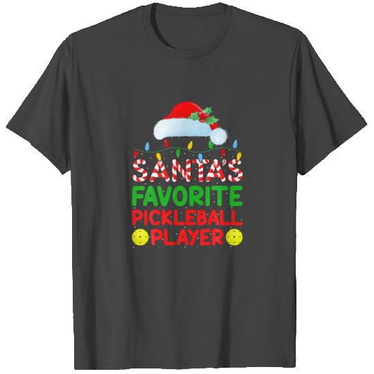 Xmas Lighting Santa's Favorite Pickleball Player T Shirts