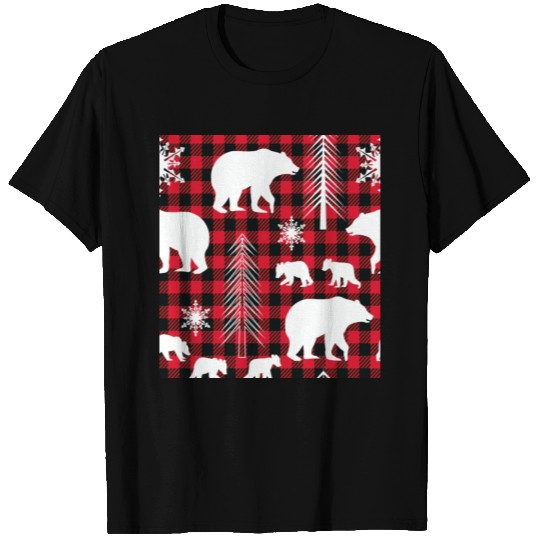 Christmas Bear Buffalo Plaid T Shirts