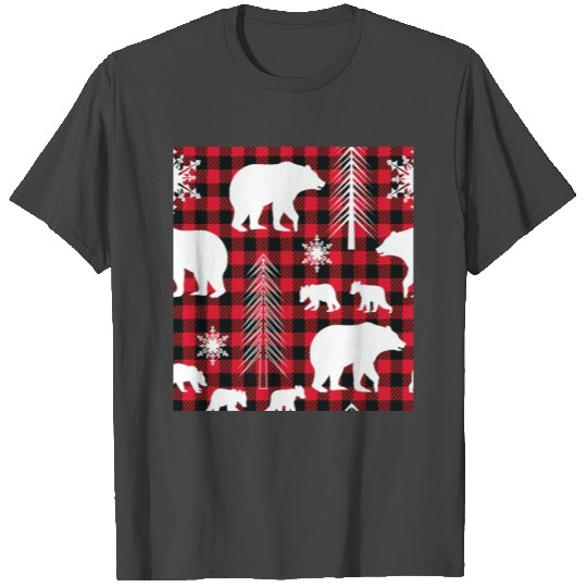 Christmas Bear Buffalo Plaid T Shirts