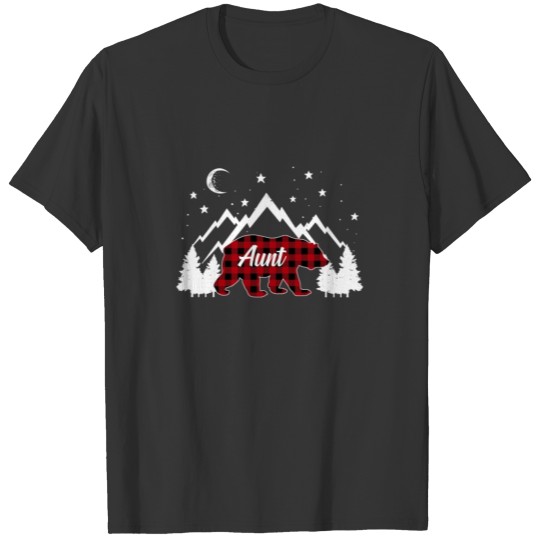 Aunt Bear Buffalo Plaid Christmas Matching Family T Shirts
