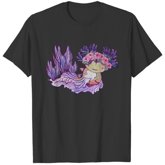 Lavender Garden Cute Axolotl - Watercolor Axolotl T Shirts