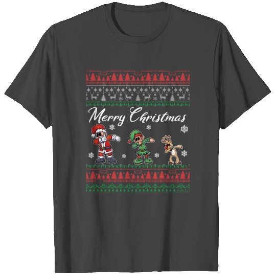 Merry christmas dabbing santa friends and elf T Shirts