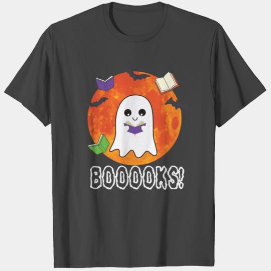 Ghost Book Boo Reading Booooks Halloween Teachers T Shirts