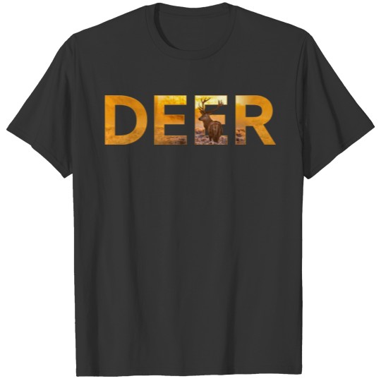 deer -orange text T-shirt