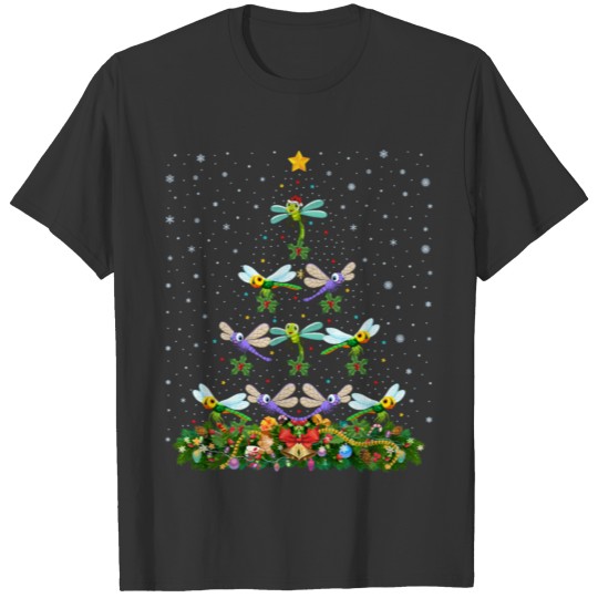 Dragonfly Bird Christmas Tree T Shirts