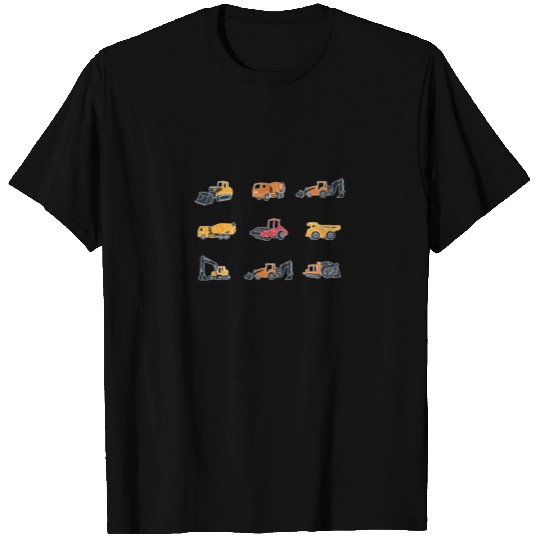Many Excavators Construction Site Vehicles T Shirts