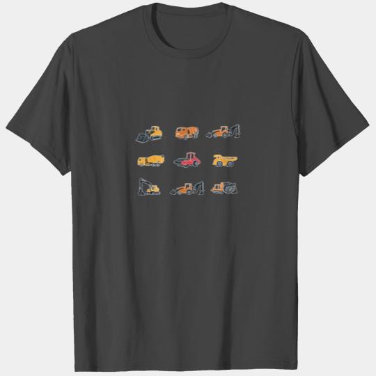 Many Excavators Construction Site Vehicles T Shirts
