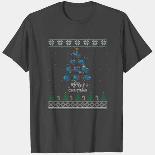 Bowling Christmas Tree Xmas Gift For Bowling Lover T Shirts