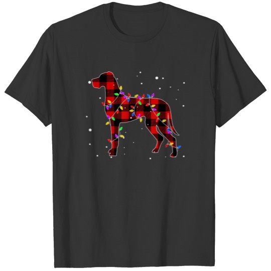 Buffalo Red Plaid Great Dane Dog Christmas Lights T Shirts