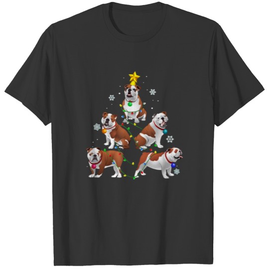 Bulldog Christmas Tree Funny Xmas Dog Lover Gift T Shirts