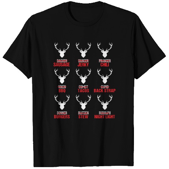 Funny Christmas Reindeer Hunter Deer Meat Hunting T Shirts