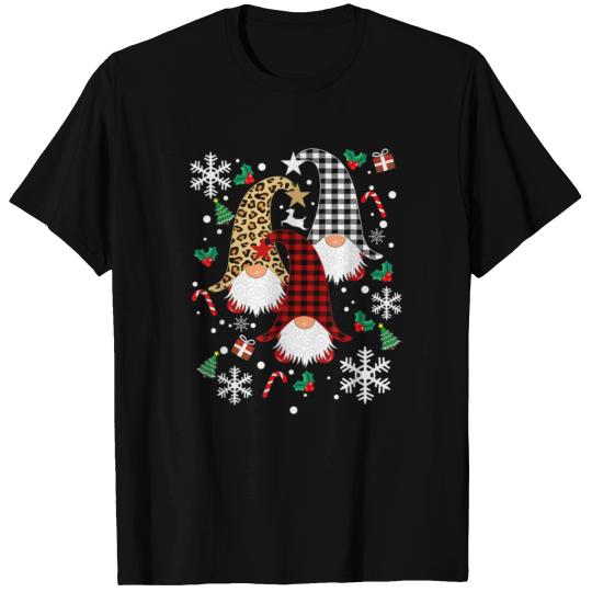 Gnomes Buffalo Plaid Leopard Christmas Tree Sata T Shirts