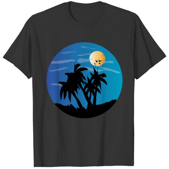 Topical coconut and moon at night T-shirt