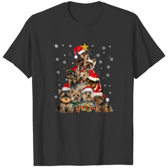 Yorkie Dogs Christmas Tree Funny Xmas Dog Lover T Shirts