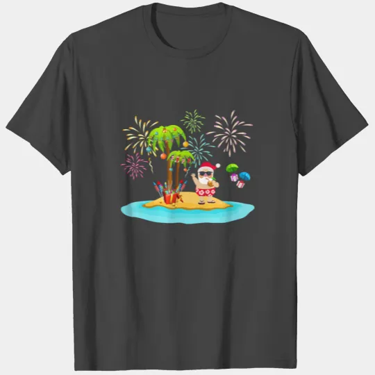 Santa Christmas In July Palm Tree Coconut Lights T Shirts