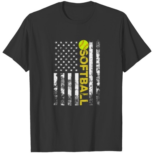 American Flag Softball Team Gift T-shirt