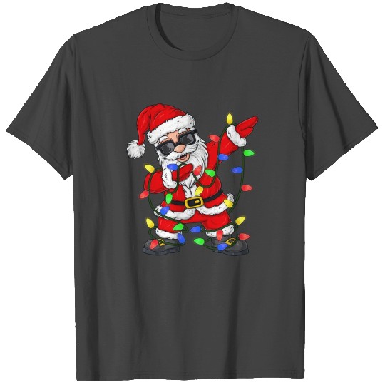 Dabbing Santa Claus Christmas Tree Lights Dab Xmas T Shirts