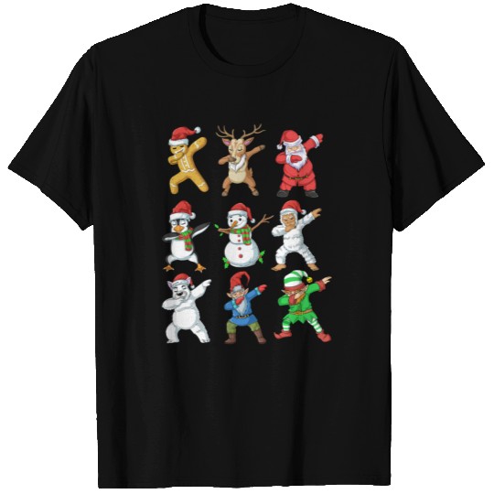 Dabbing Santa Elf Friends Christmas T Shirts