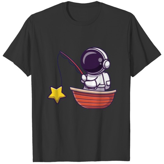 Astronaut fishing star on boat T-shirt