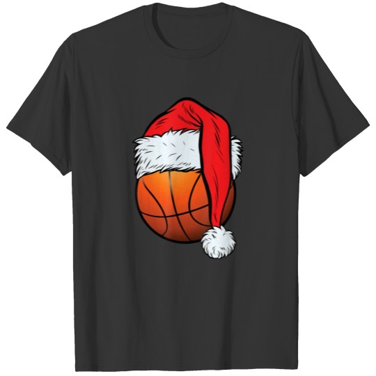 Basketball Christmas With Santa Hat Sport Xmas T Shirts