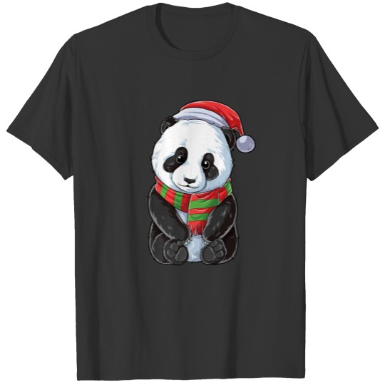 Panda Christmas Santa Hat Funny Bear Xmas Gift T Shirts