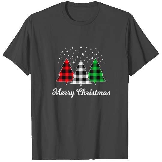 Red White Green Plaid Christmas Tree Merry Xmas T Shirts