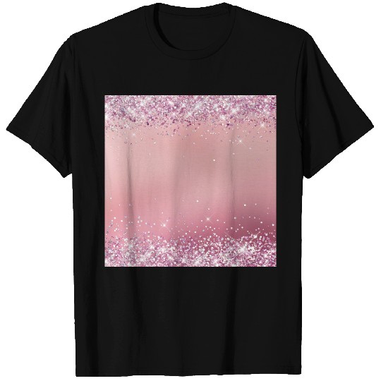 Rose Gold Pink Holographic Glitter T Shirts