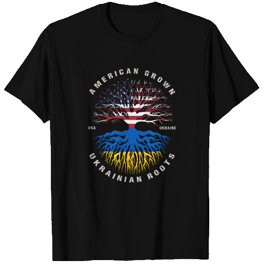 American Grown Ukrainian Roots Ukraine Flag T Shirts