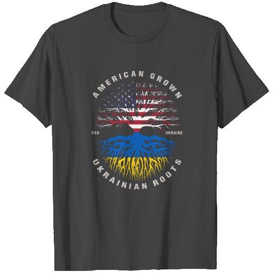 American Grown Ukrainian Roots Ukraine Flag T Shirts