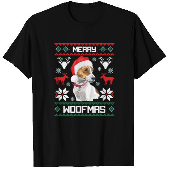 Merry Woofmas Funny Jack Russell Dog Christmas T Shirts