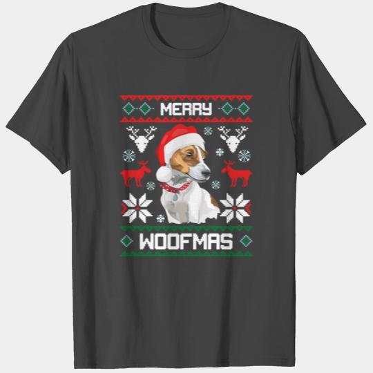 Merry Woofmas Funny Jack Russell Dog Christmas T Shirts
