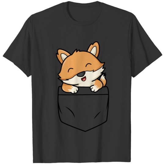 Cute Fox In Pocket T-Shirtsfor Kids, Mens, Womens T Shirts