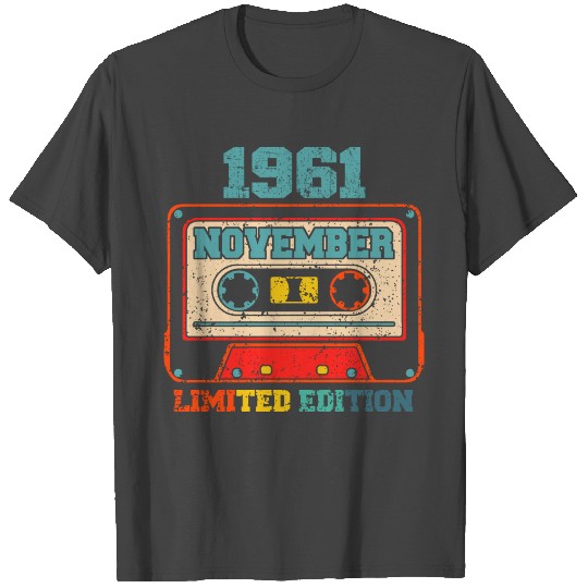 Vintage November 1961 Cassette Tape 60th Birthday T Shirts