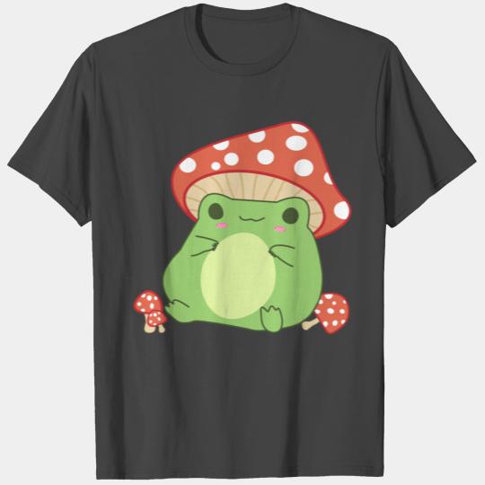 Cottagecore Aesthetic Frog With Mushroom Hat T Shirts