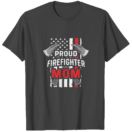 Firefighter Mom Mothers Day American Flag Thin T Shirts