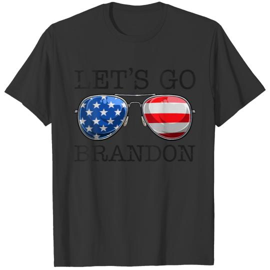 Womens Funny Vintage American Flag Sunglasses Let T-shirt