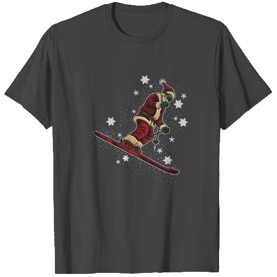 Santa Claus Skiing Funny Skier Xmas Gift T Shirts