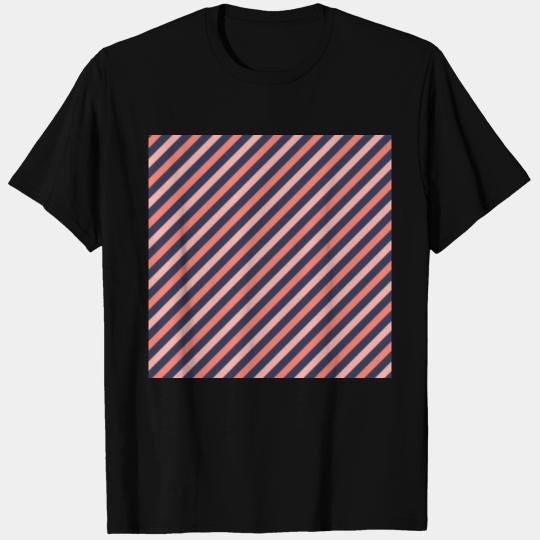 Coral Pink Line Navy Blue Lined Geometric T Shirts
