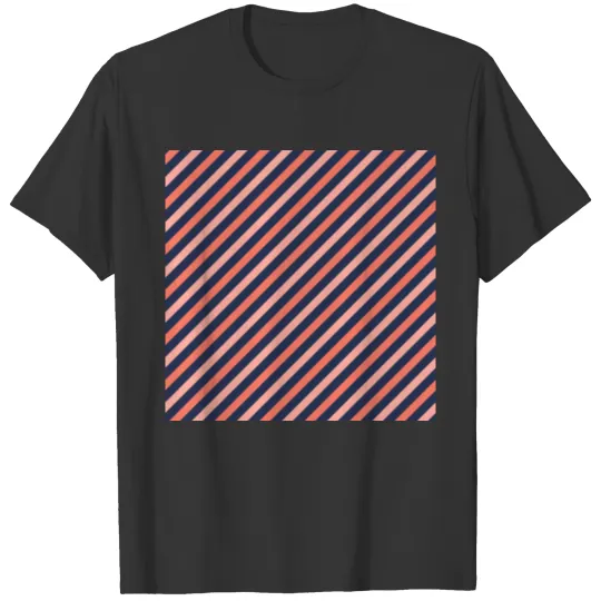 Coral Pink Line Navy Blue Lined Geometric T Shirts