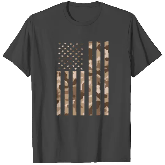 Desert Camouflage American USA Flag Military T Shirts