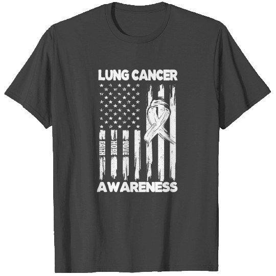 Lung Cancer Awareness White Ribbon Cancer Warrior T Shirts