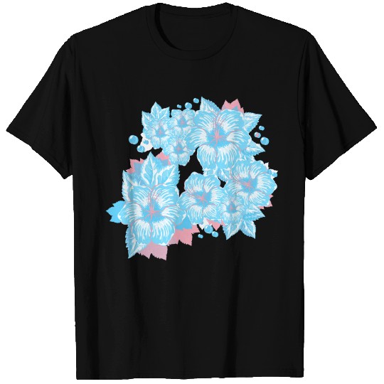 Transgender Pride Hibiscus Flowers and Droplets T Shirts