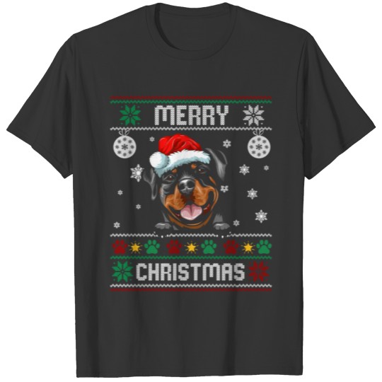 Ugly Merry Christmas Rottweiler Dog Xmas Dog Lover T Shirts