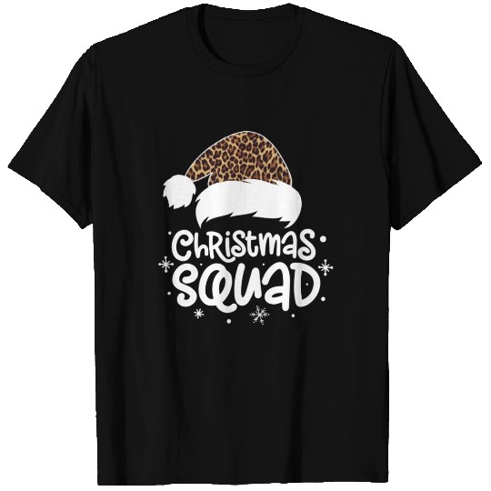 Christmas Squad Leopard Print Santa Hat Xmas Gift T Shirts