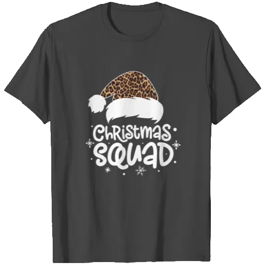 Christmas Squad Leopard Print Santa Hat Xmas Gift T Shirts