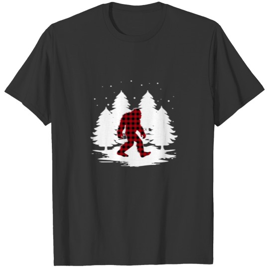Buffalo Plaid Bigfoot Funny Sasquatch Christmas T Shirts