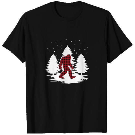 Buffalo Plaid Sasquatch Funny Bigfoot Christmas T Shirts