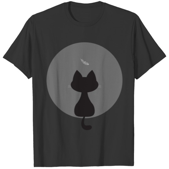 cat and feather T-shirt